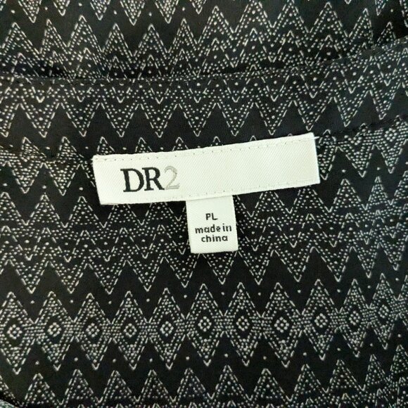 DR2 Black/Gray Zig Zag Chiffon 3/4 Sleeve Pullover Blouse Top; Size PL - Picture 4 of 6